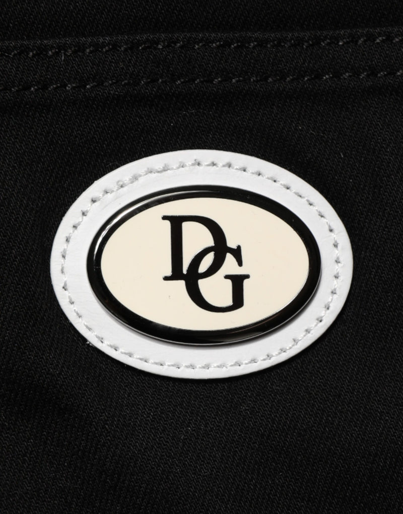 Jean skinny taille mi-haute en coton noir Dolce &amp; Gabbana avec logo