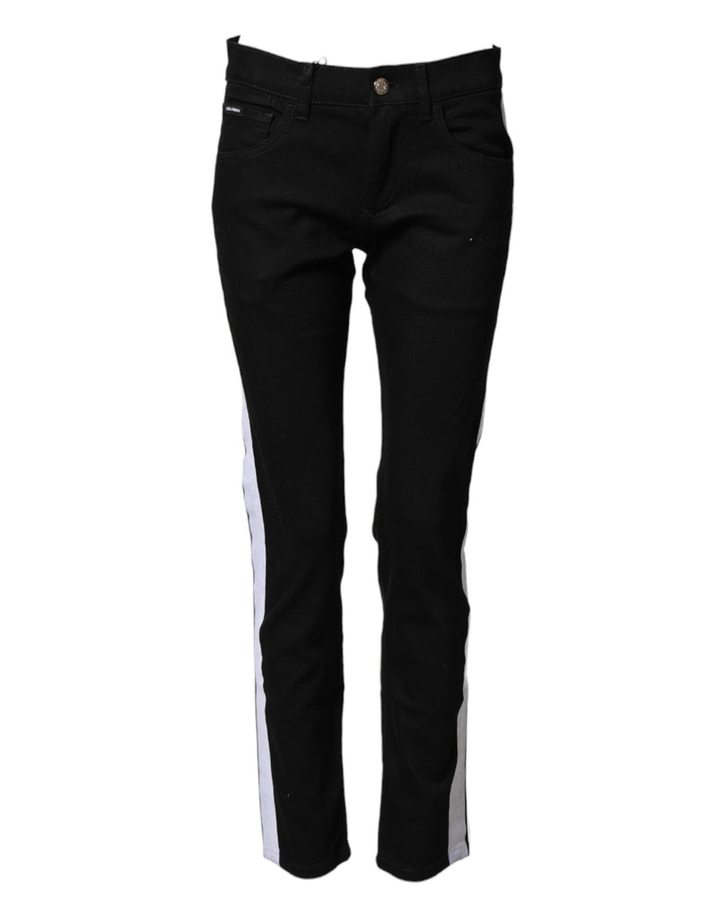 Jean skinny taille mi-haute en coton noir Dolce &amp; Gabbana avec logo