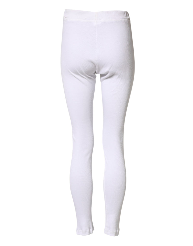 Collants-leggings Dolce &amp; Gabbana blancs en coton taille mi-haute