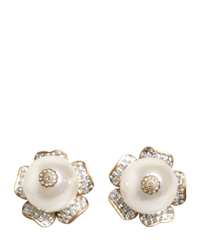 Boucles d'oreilles clip-on florales en fausse perle maxi Dolce & Gabbana