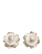 Dolce & Gabbana Gold Tone Maxi Faux Pearl Floral Clip-on Jewelry Earrings