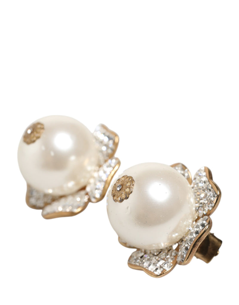 Boucles d'oreilles clip-on florales en fausse perle maxi Dolce & Gabbana