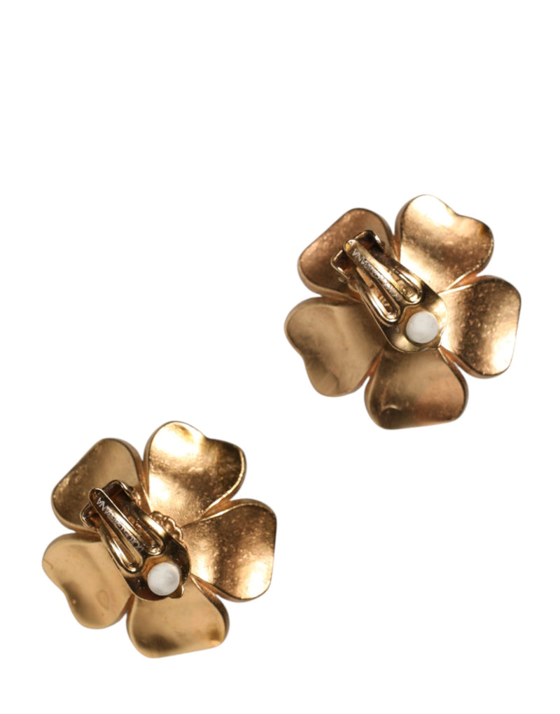 Boucles d'oreilles clip-on florales en fausse perle maxi Dolce & Gabbana