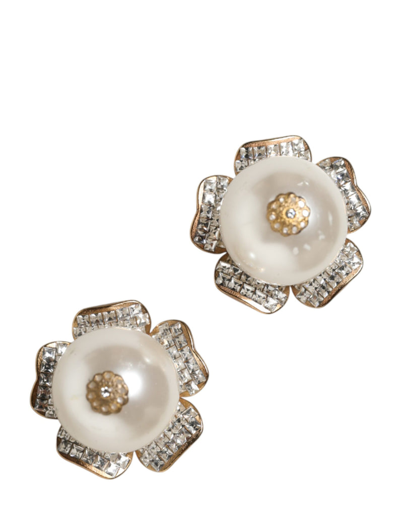Boucles d'oreilles clip-on florales en fausse perle maxi Dolce & Gabbana