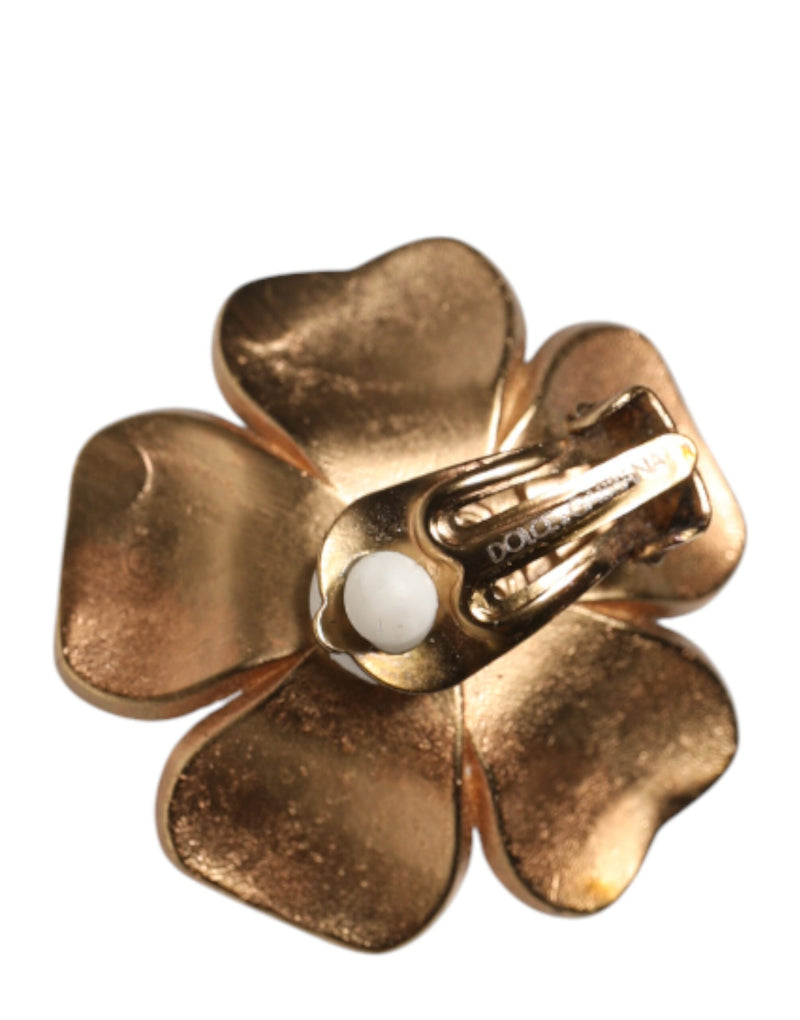 Boucles d'oreilles clip-on florales en fausse perle maxi Dolce & Gabbana