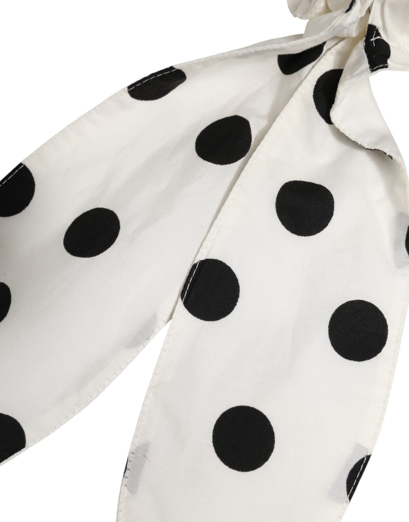 Dolce & Gabbana Scrunchie White Cotton Polka Dot Scarf Tie