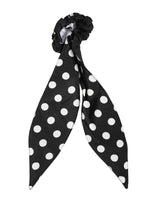 Dolce & Gabbana Black Cotton Polka Dot Scarf Tie Hair Scrunchie