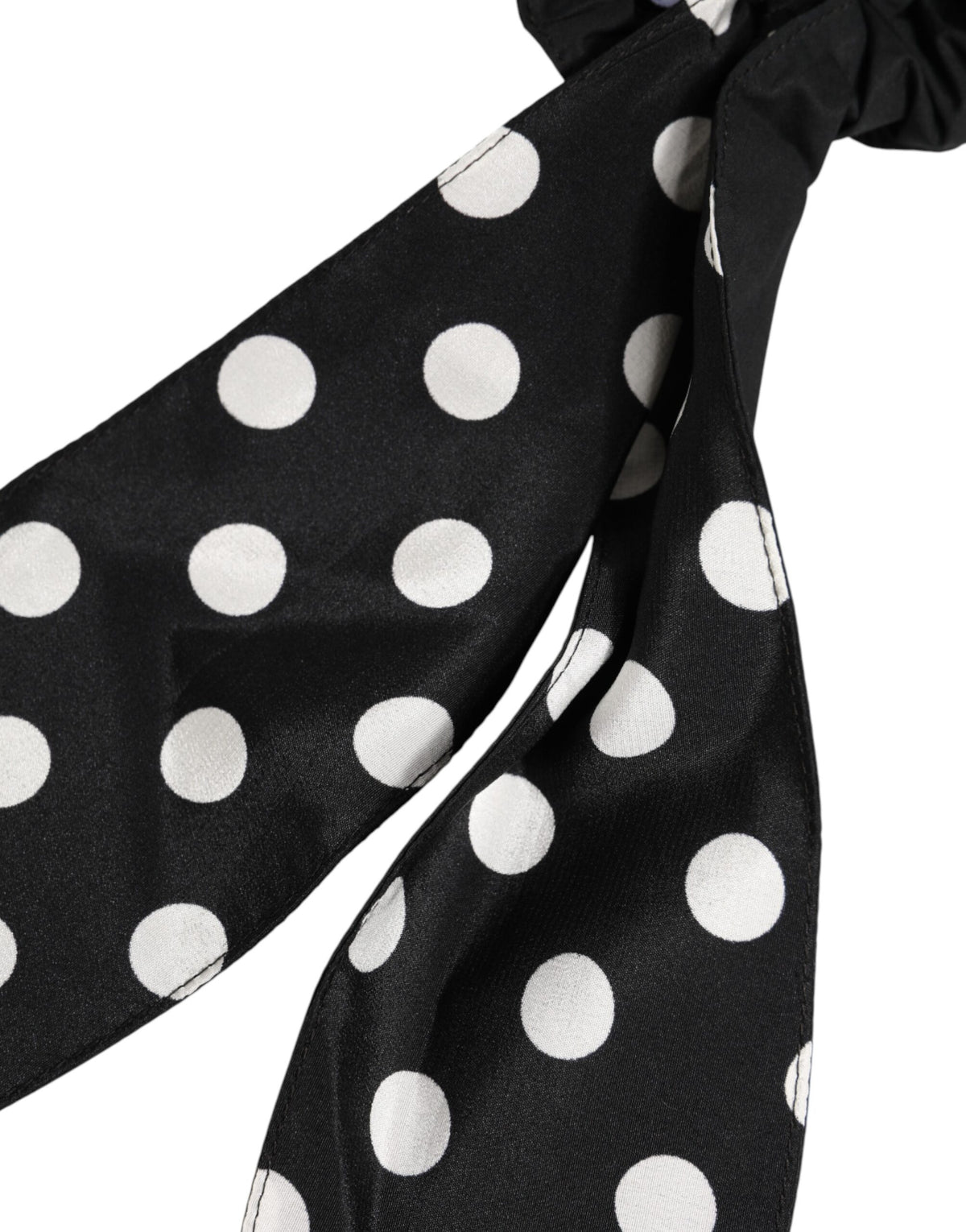 Dolce & Gabbana Black Cotton Polka Dot Scarf Tie Hair Scrunchie