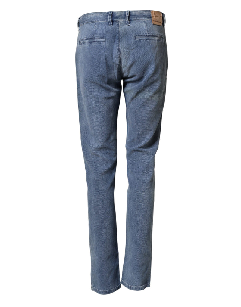 Nine In The Morning Blue Cotton Stretch Chino Pants