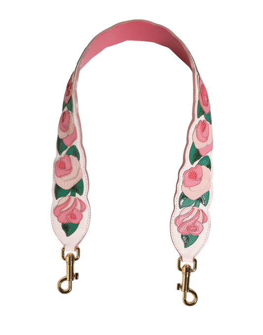 Dolce & Gabbana White Floral Calf Leather Shoulder Strap