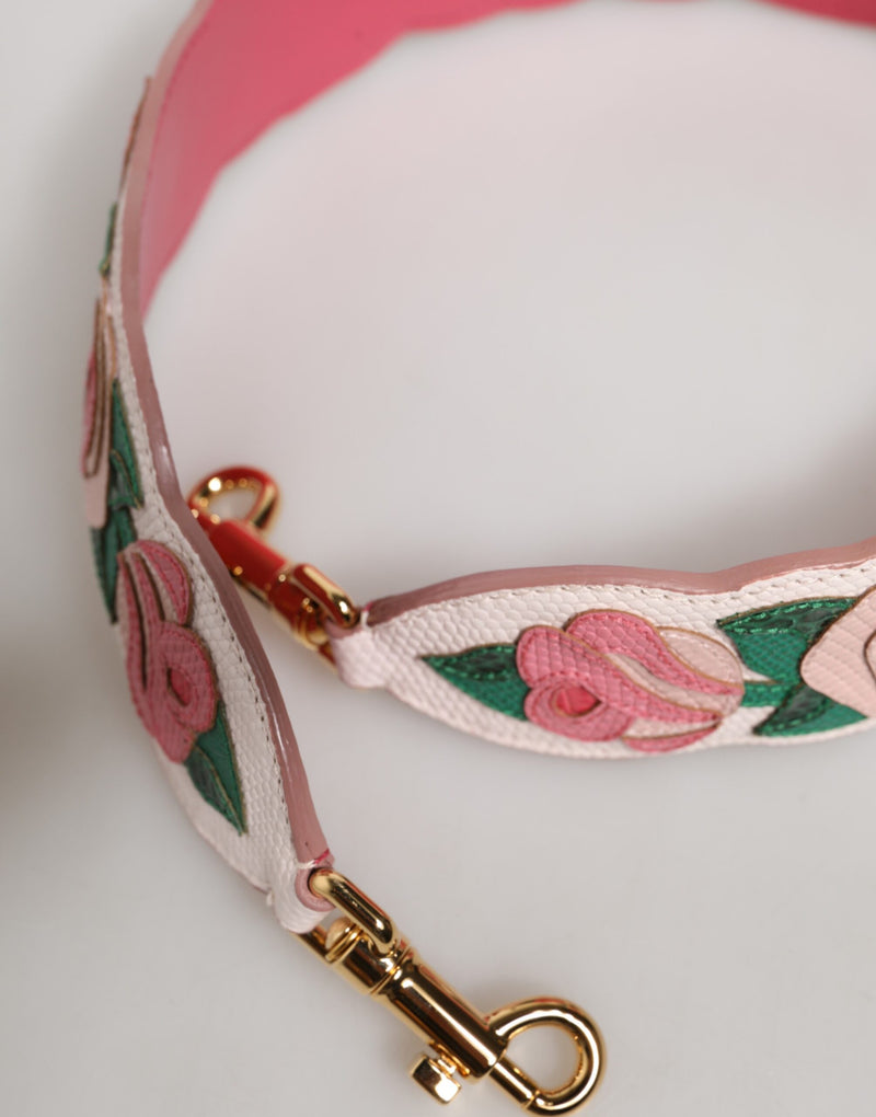 Dolce & Gabbana White Floral Calf Leather Shoulder Strap