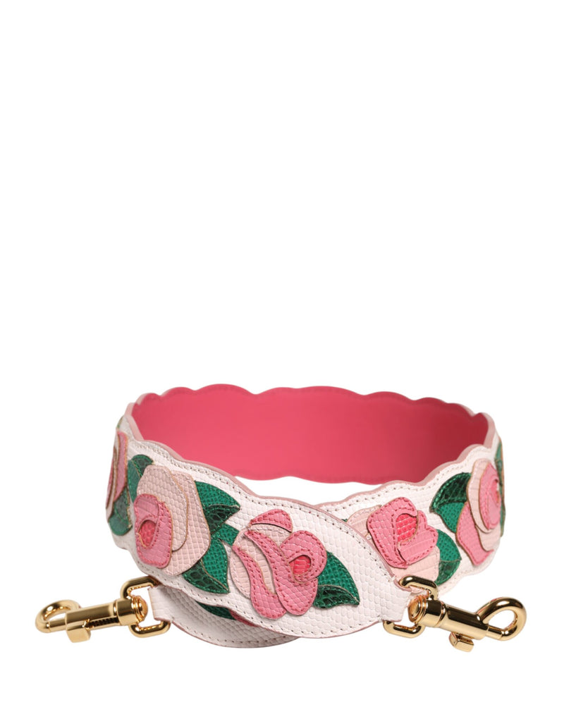 Dolce & Gabbana White Floral Calf Leather Shoulder Strap