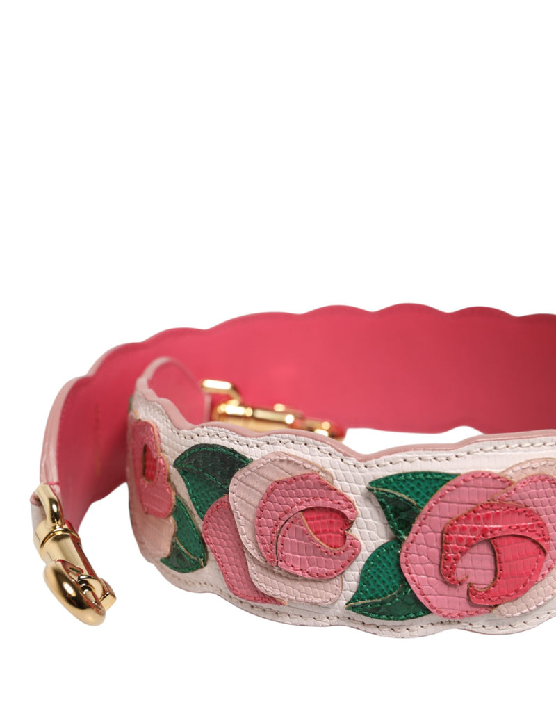 Dolce & Gabbana White Floral Calf Leather Shoulder Strap