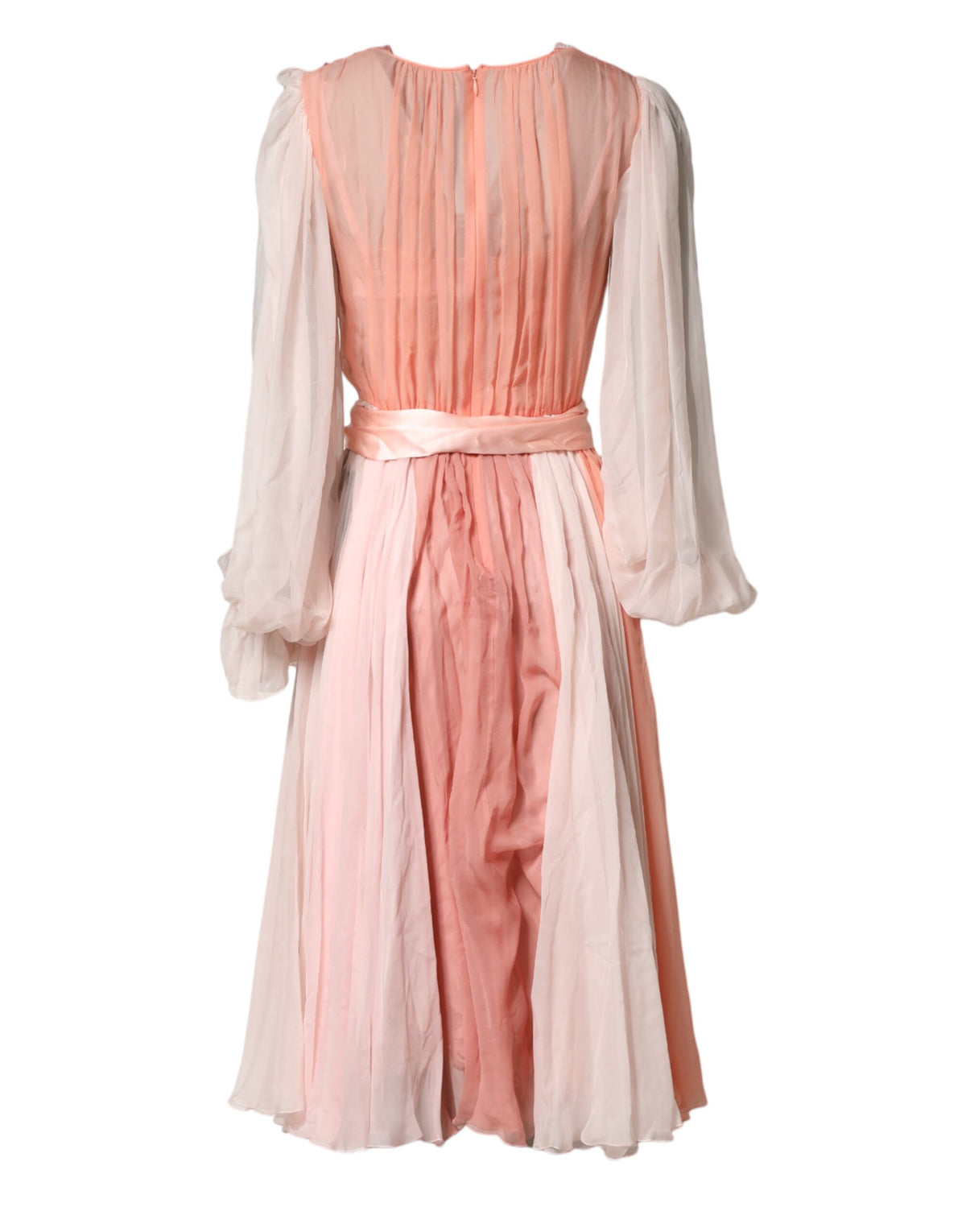 Robe Longue V-neck en Tulle de Soie Rose Dolce & Gabbana