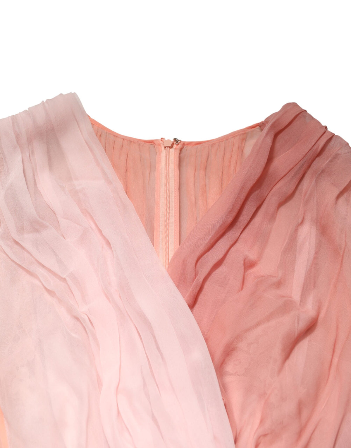 Robe Longue V-neck en Tulle de Soie Rose Dolce & Gabbana