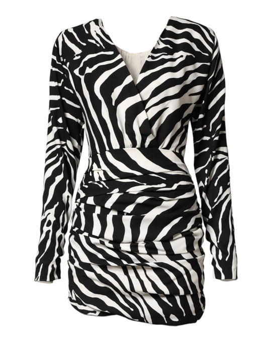 Robe Mini Dolce & Gabbana Noir et Blanc Zebra en Soie