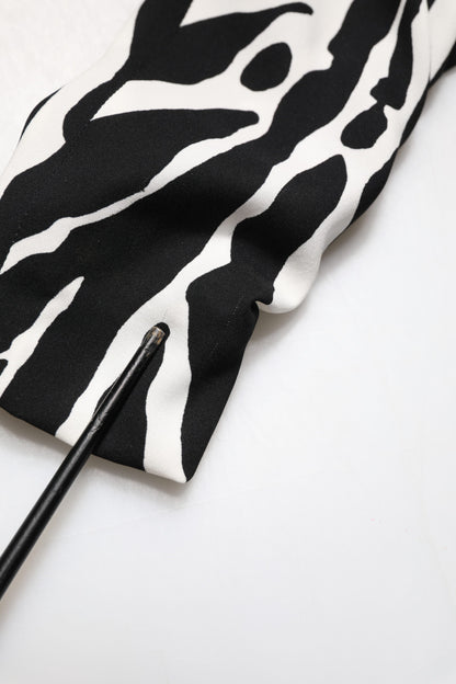 Dolce & Gabbana Black White Zebra Silk Sheath Mini Dress