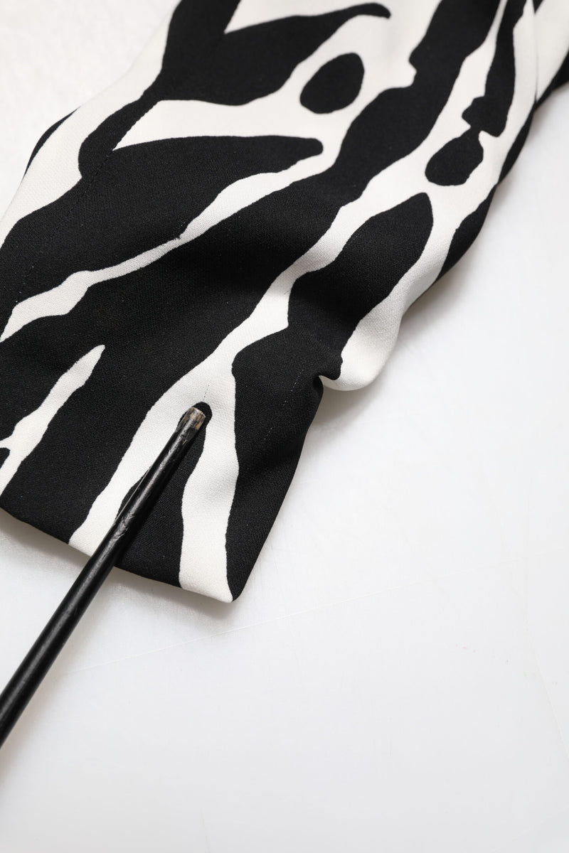 Dolce & Gabbana Black White Zebra Silk Sheath Mini Dress