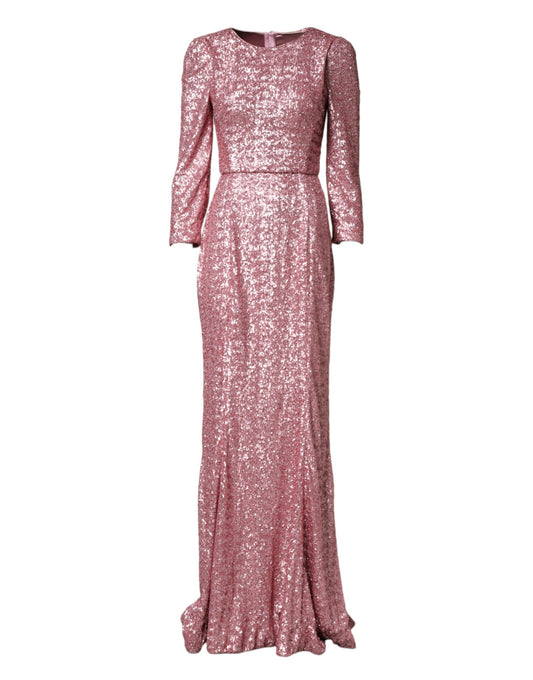 Robe Longue Sirène Pailletée Rose Dolce & Gabbana