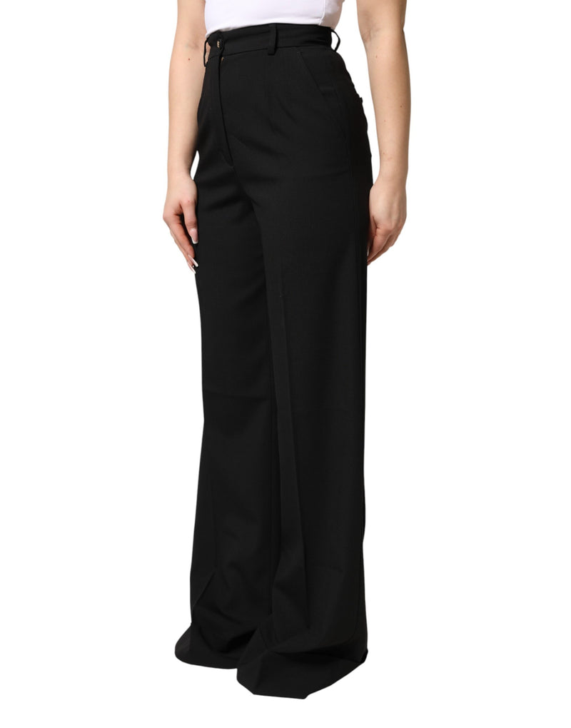 Dolce & Gabbana Black Wool Blend High Waist Straight Pants