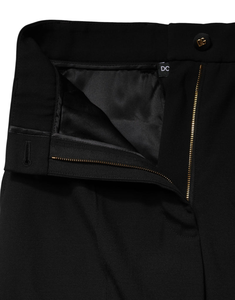 Dolce & Gabbana Black Wool Blend High Waist Straight Pants