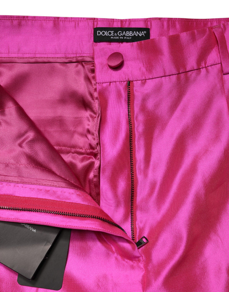 Dolce & Gabbana Pink Silk High Waist Dress Trousers