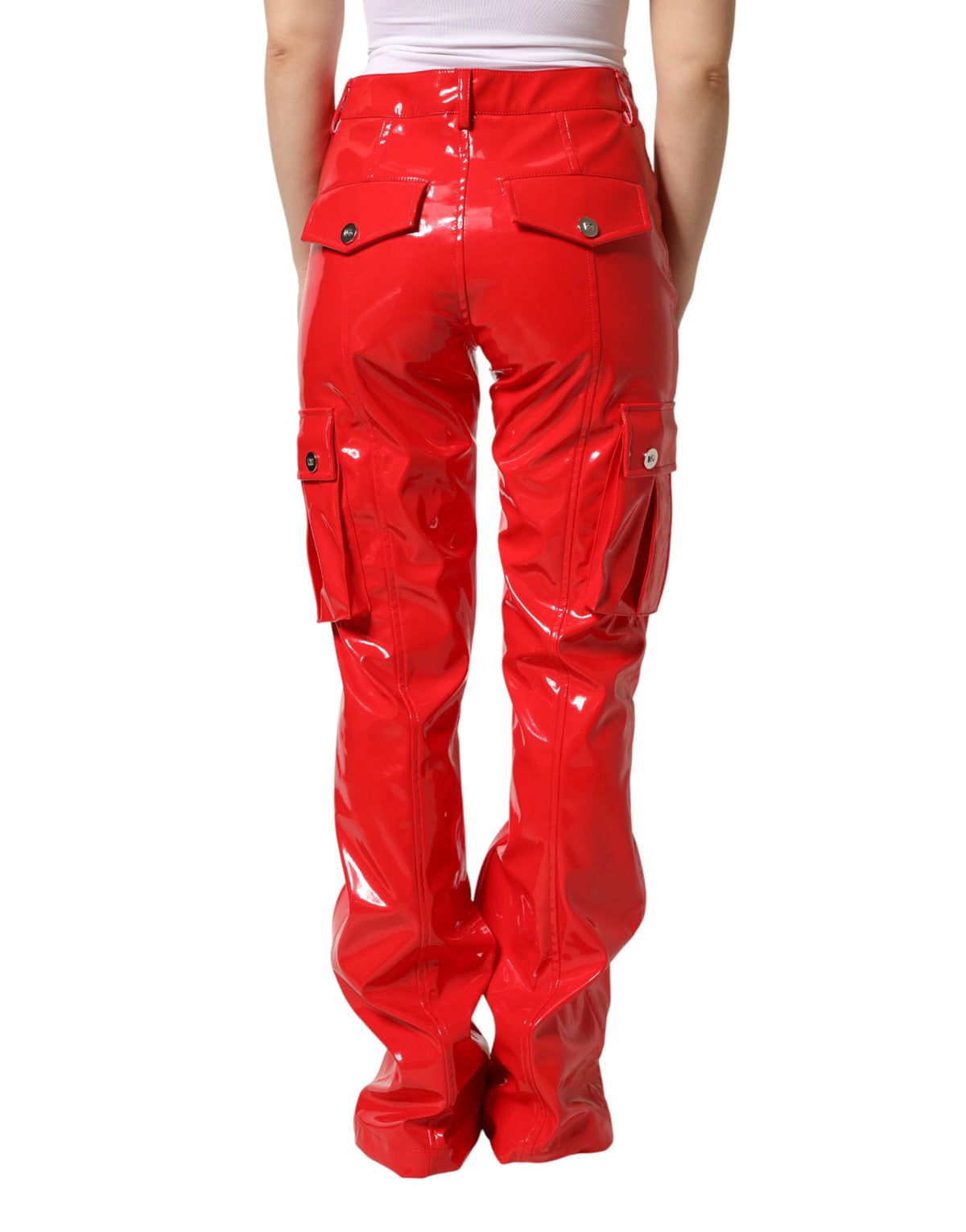 Dolce & Gabbana Pantalons Cargo Boot Cut Rouge Brillant