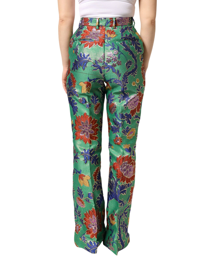 Dolce & Gabbana Green Floral Boot-Cut Trousers - IT38 | XS