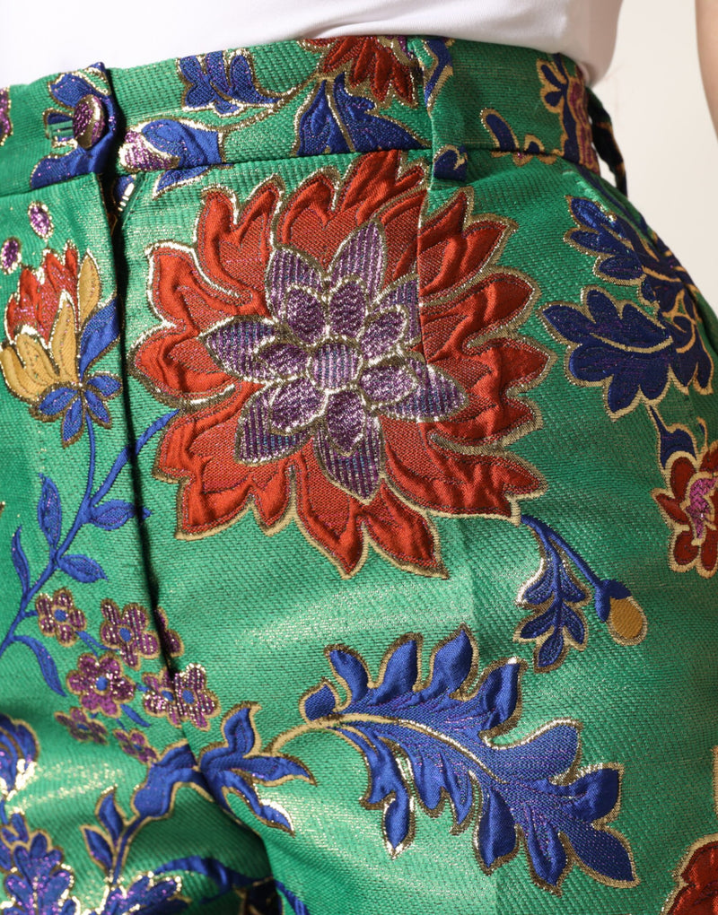 Dolce & Gabbana Green Floral Boot-Cut Trousers - IT38 | XS