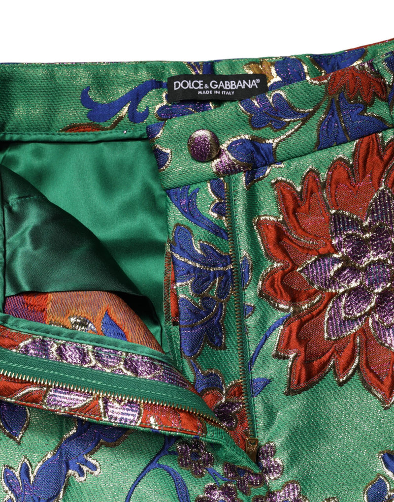 Dolce & Gabbana Green Floral Boot-Cut Trousers - IT38 | XS
