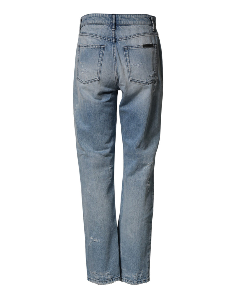 Dolce & Gabbana LightBlue Ripped Washed Boyfriend Denim Jeans