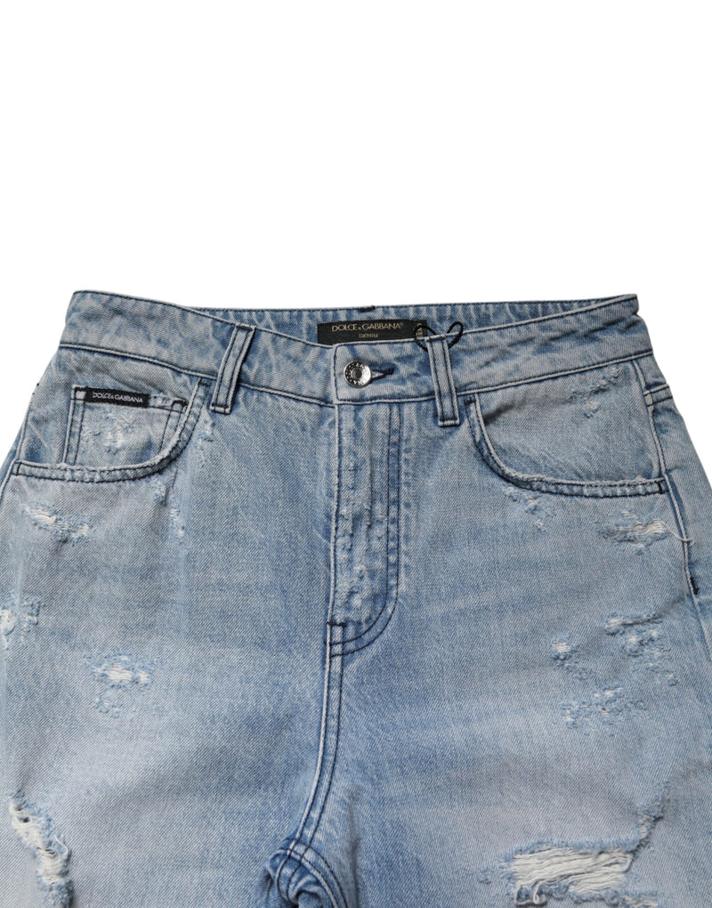 Dolce & Gabbana LightBlue Ripped Washed Boyfriend Denim Jeans