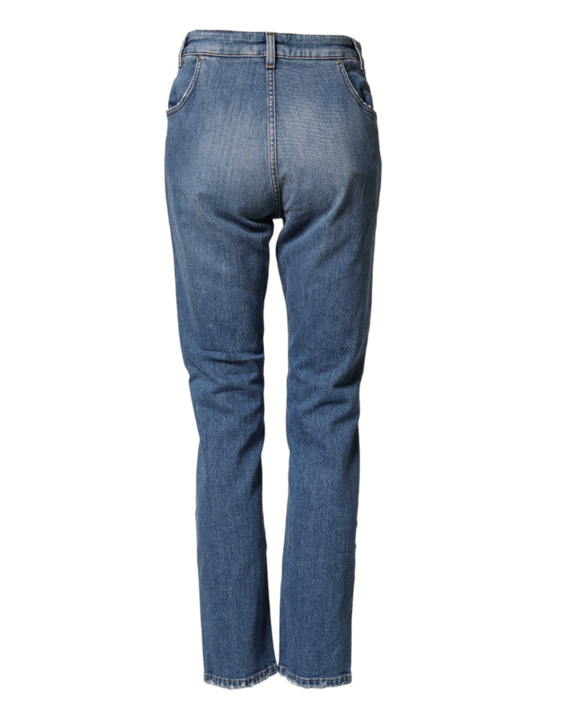 Dolce & Gabbana Jeans en Denim Bleu Distressé en Coton
