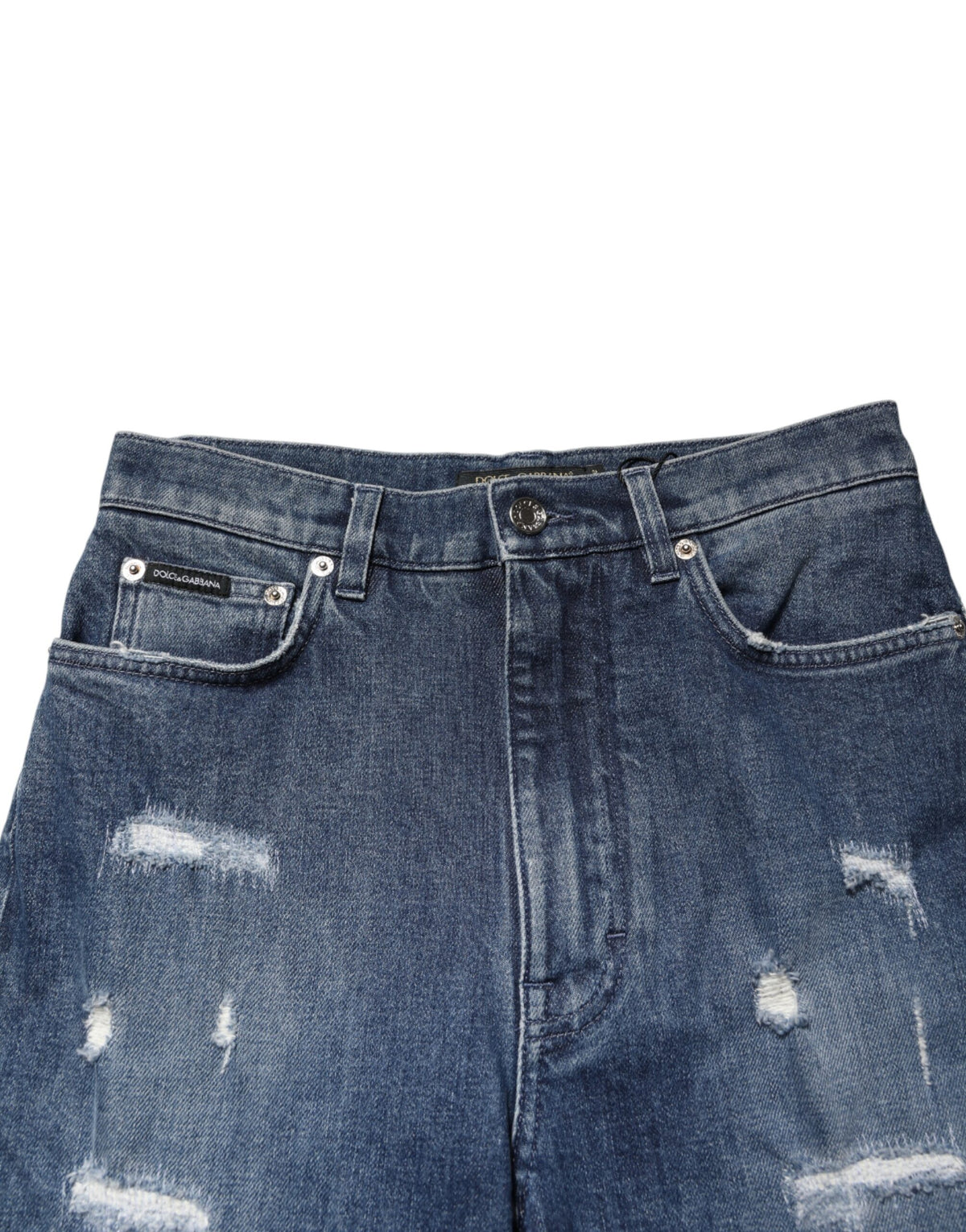 Dolce & Gabbana GRACE Jeans en Denim Distress Bleu