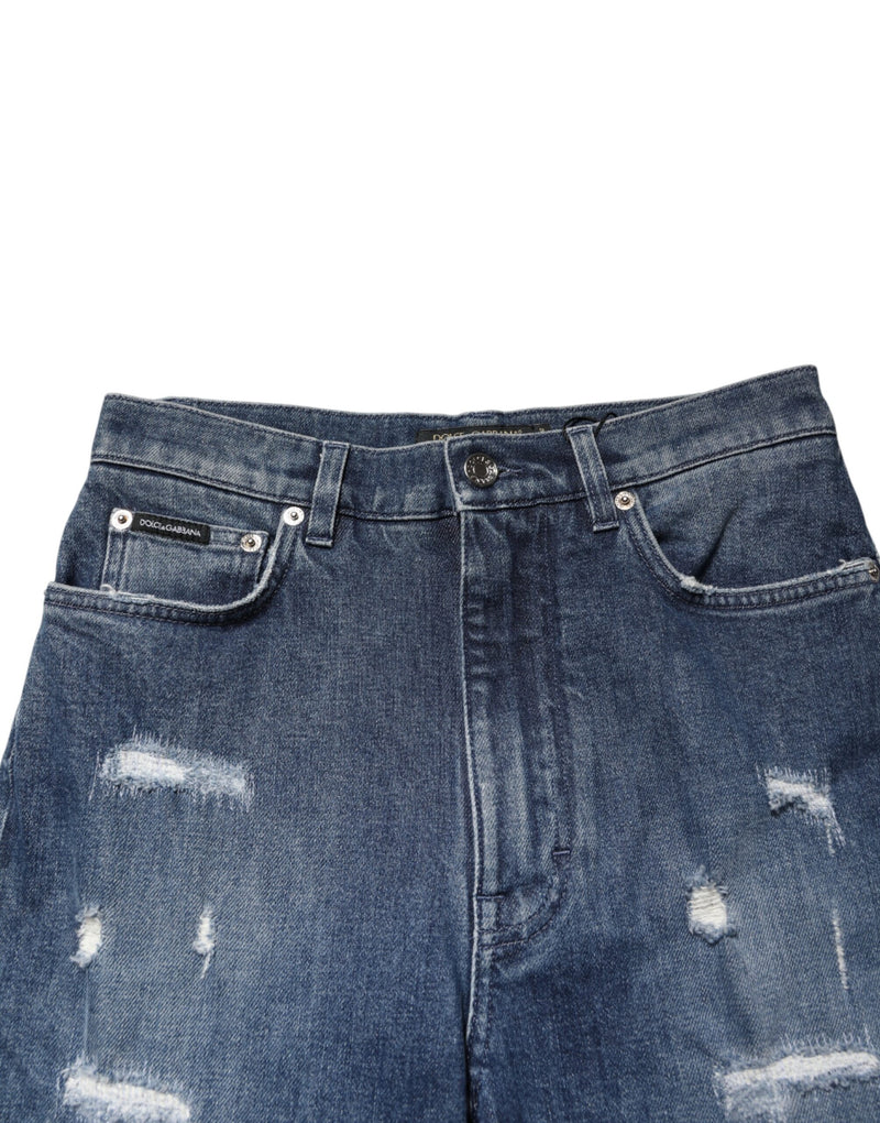 Dolce & Gabbana GRACE Jeans en Denim Distress Bleu