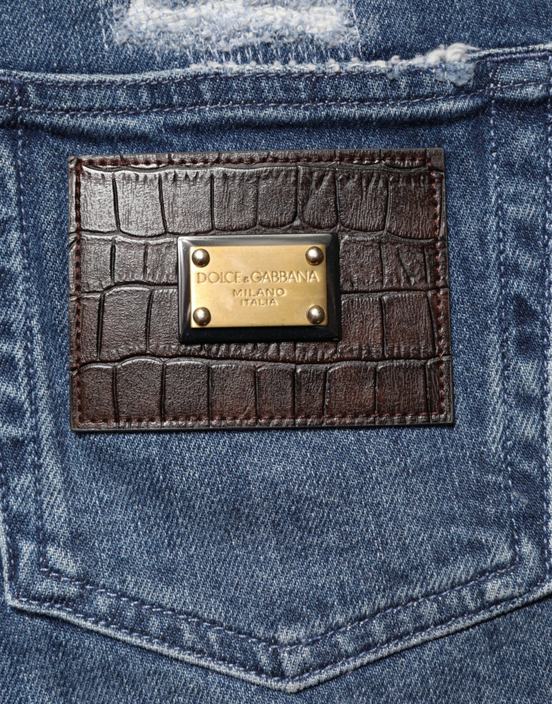 Dolce & Gabbana GRACE Jeans en Denim Distress Bleu