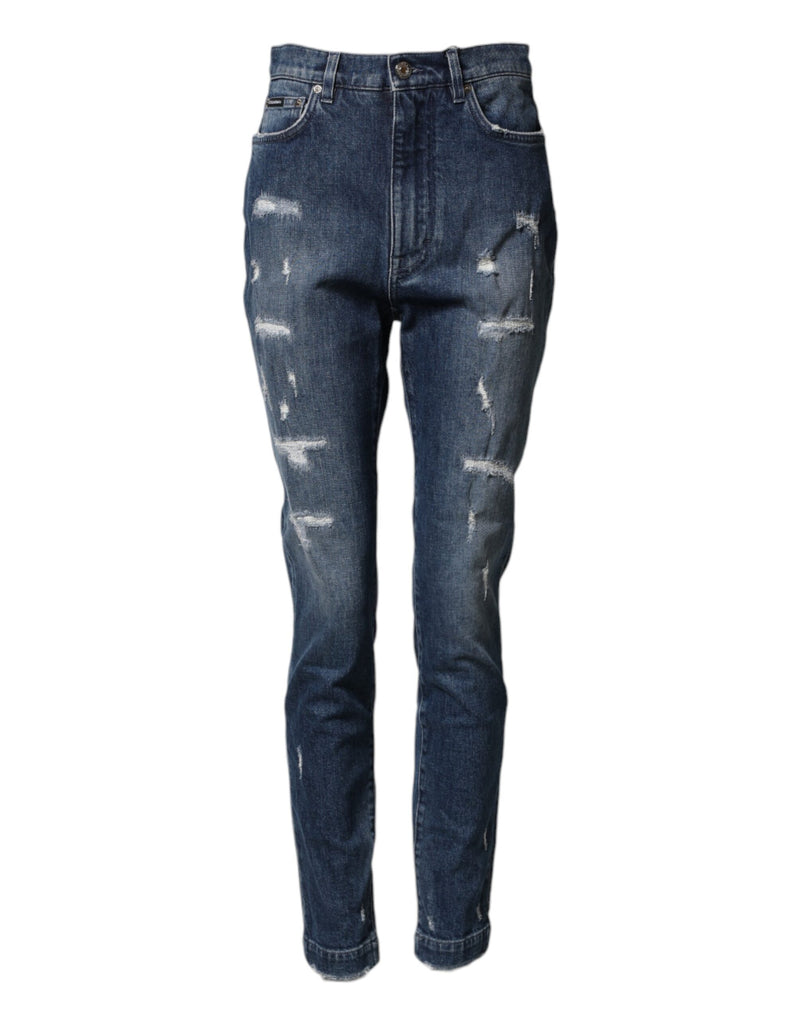 Dolce & Gabbana GRACE Jeans en Denim Distress Bleu