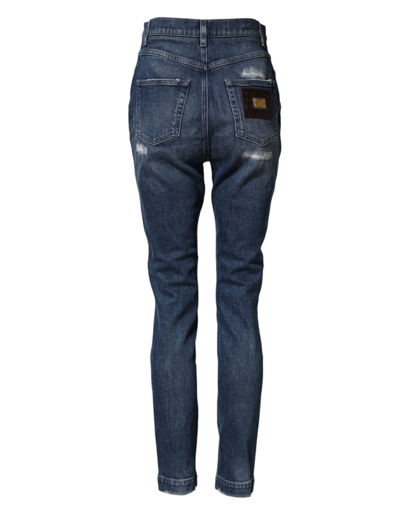 Dolce & Gabbana GRACE Jeans en Denim Distress Bleu