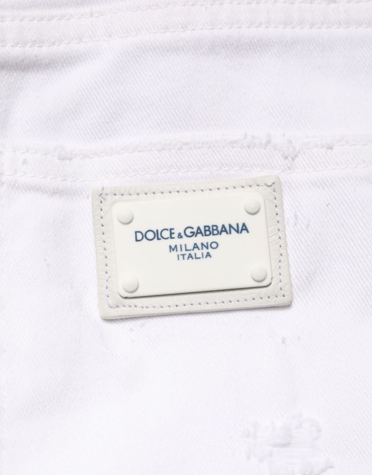 Dolce & Gabbana White Distressed Cotton Boyfriend Denim Jeans