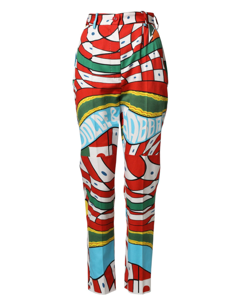 Dolce & Gabbana Pantalon Droit Multicolore à Motif Géométrique