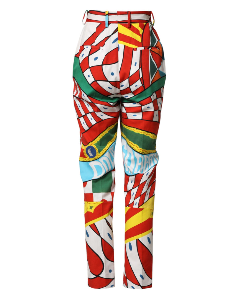 Dolce & Gabbana Pantalon Droit Multicolore à Motif Géométrique