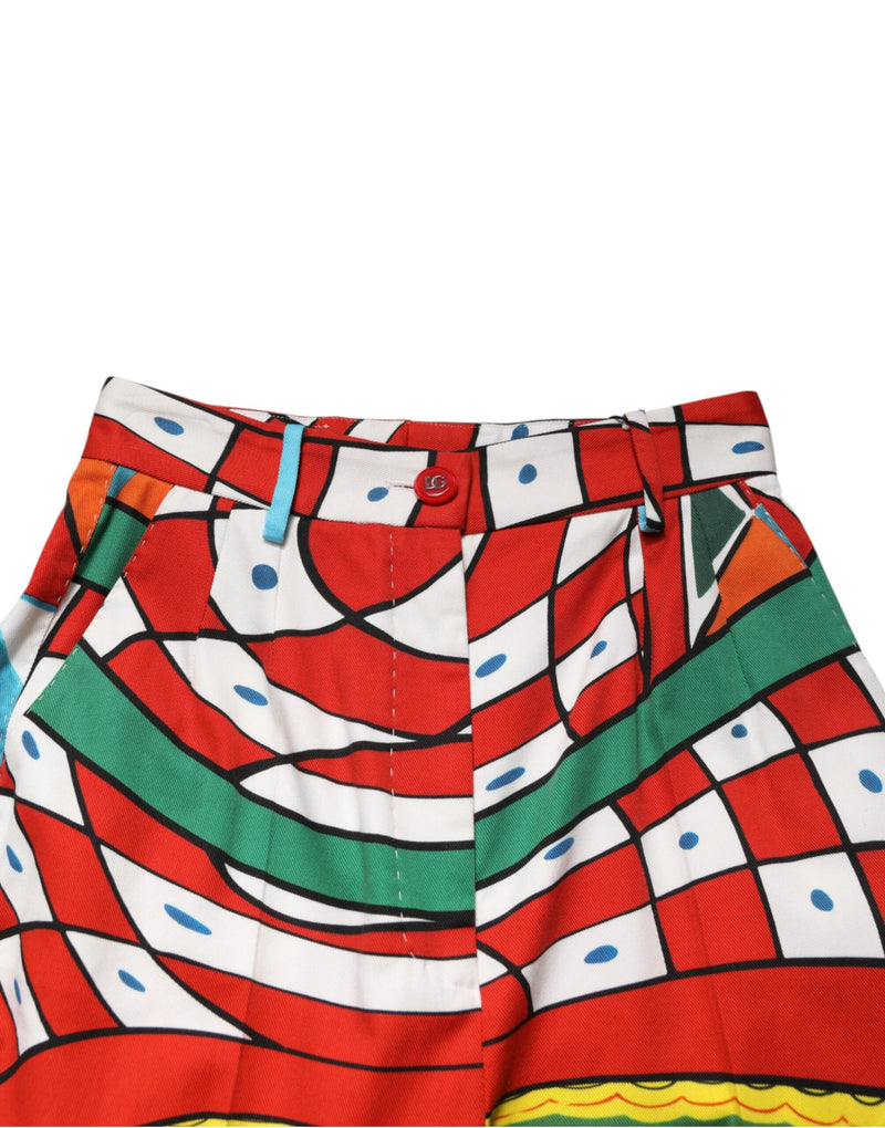 Dolce & Gabbana Pantalon Droit Multicolore à Motif Géométrique