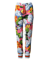 Dolce & Gabbana Pantalons Jogging Floral Multicolores Taille Moyenne