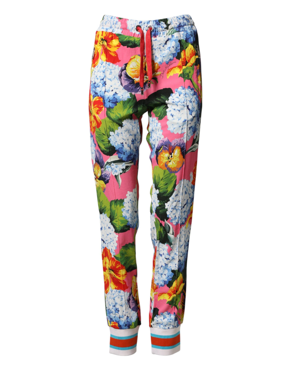 Dolce & Gabbana Pantalons Jogging Floral Multicolores Taille Moyenne