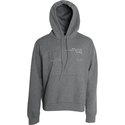 Sweat à capuche en coton gris avec logo Dolce &amp; Gabbana