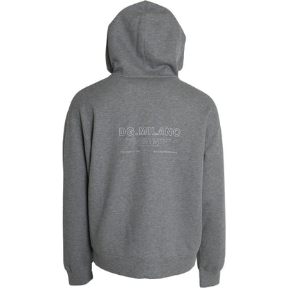 Sweat à capuche en coton gris avec logo Dolce &amp; Gabbana