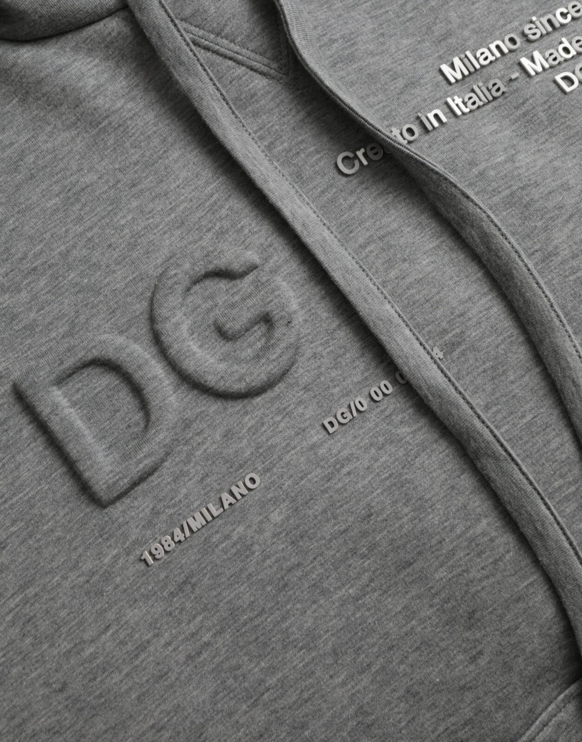 Sweat à capuche en coton gris avec logo Dolce &amp; Gabbana
