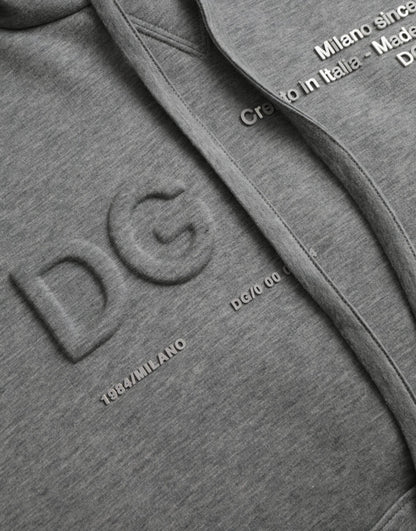 Sweat à capuche en coton gris avec logo Dolce &amp; Gabbana