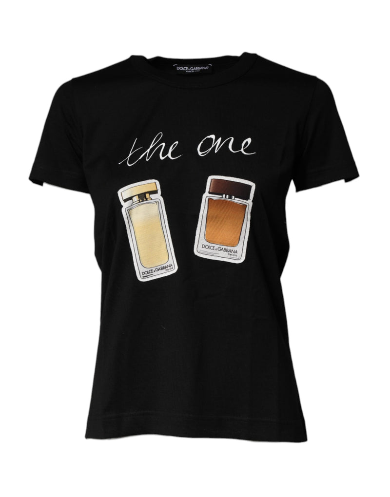 Dolce & Gabbana T-shirt Graphique Noir à Col Rond et Manches Courtes