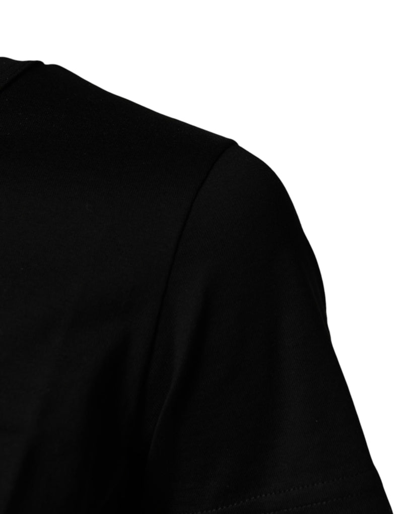 Dolce & Gabbana T-shirt Graphique Noir à Col Rond et Manches Courtes